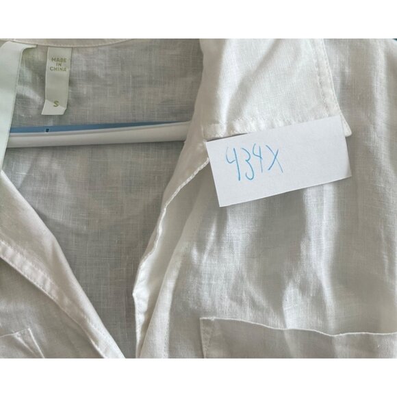 Debra deRoo Womens White Linen Button Down Shirt Size Small - Picture 6 of 7